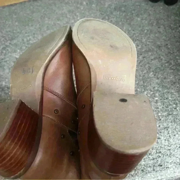 Franco Sarto Richland Ankle Boot Women 9.5M Brown Leather Slip On Pointed Toe - Picture 6 of 8